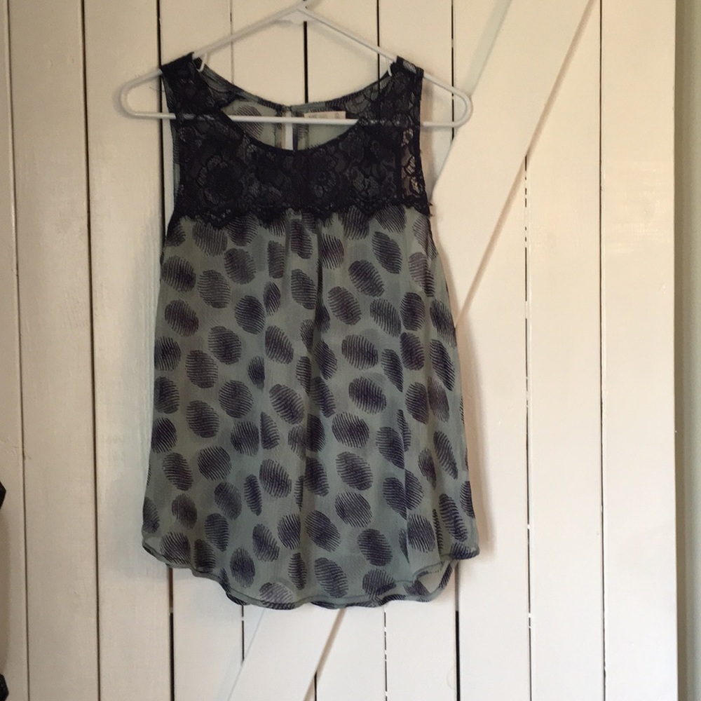 Nine Bird Blue, Lace, and Sheer Tank, Size Large